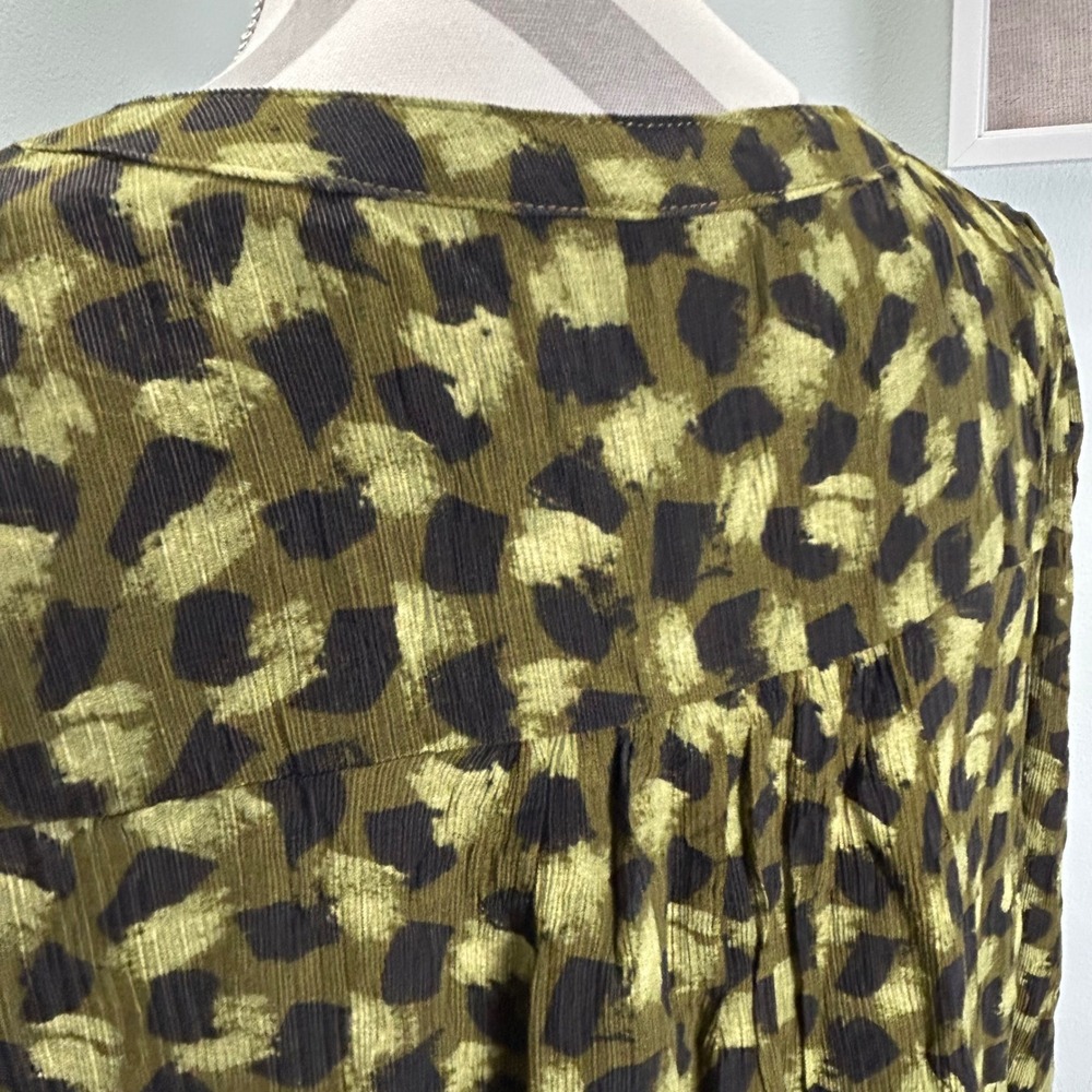 Pomander Place Olive‎ Green Black Leopard Tiered V-Neck Mini Dress XL Y24667UFWT - Picture 7 of 10